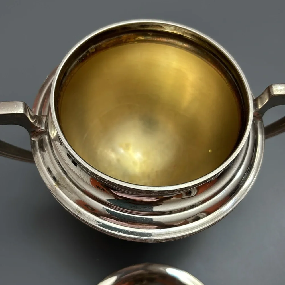 Vintage silverplated? creamer & sugar bowl set “Universal” made in USA art deco